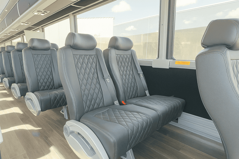 interior of Shreveport Coach Bus Service charter bus